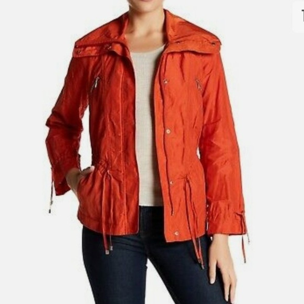 Cole Haan Women’s Orange Front Zip Drawstring Jacket Size Small
